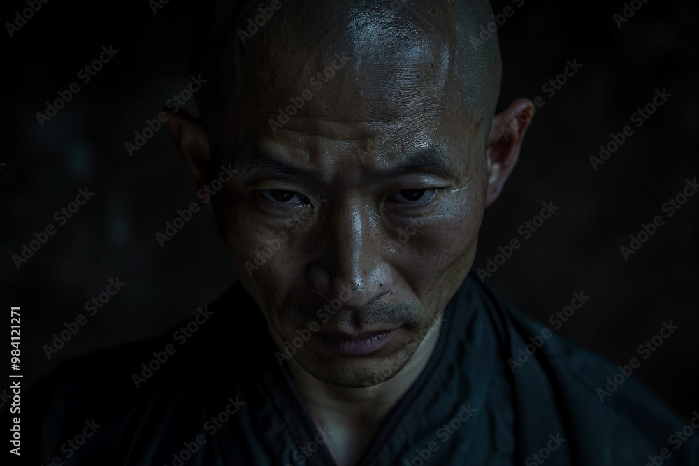 Generative AI image of monk meditating peace and harmony Generative AI image of monk meditating peace and harmony