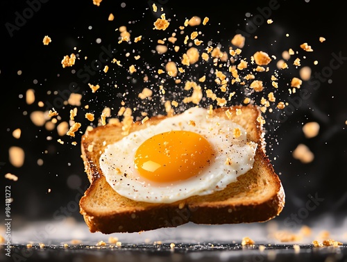 In Singapore, kaya toast, crispy toast slathered with coconut jam, is a popular breakfast or snack served with softboiled eggs in local kopitiams photo