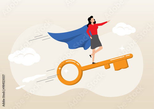 businesswoman leader ride gold key success