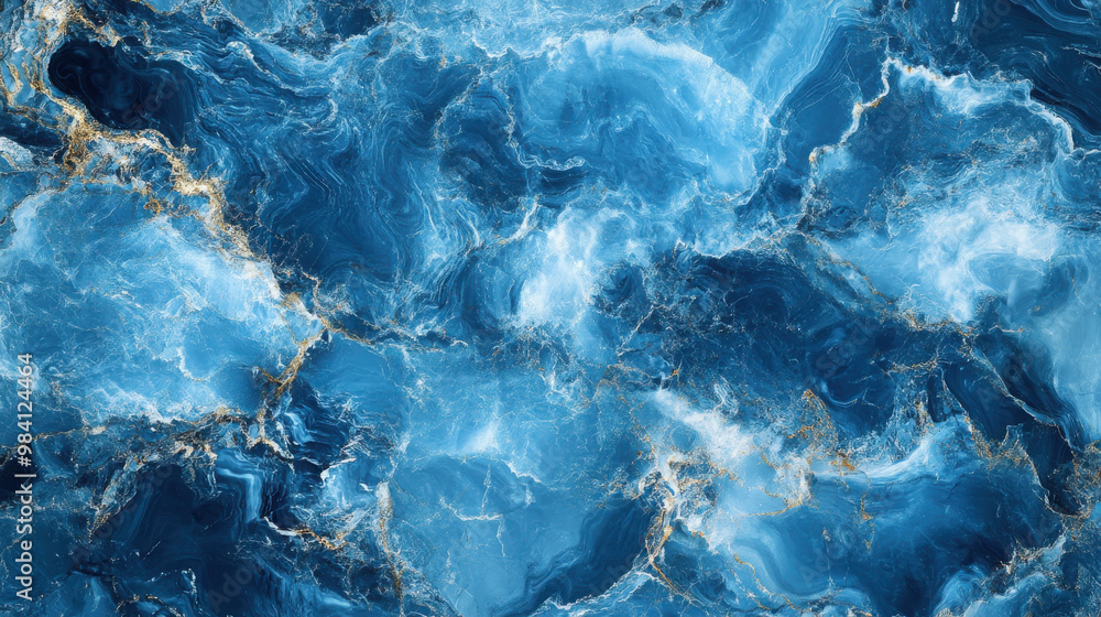 Abstract blue marble texture with swirling patterns and golden accents. Abstract blue marble texture with swirling patterns and golden accents.