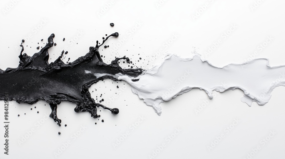 Obraz premium Abstract high contrast background. Black, blue and white concrete streaked banner. Cracked concrete background
