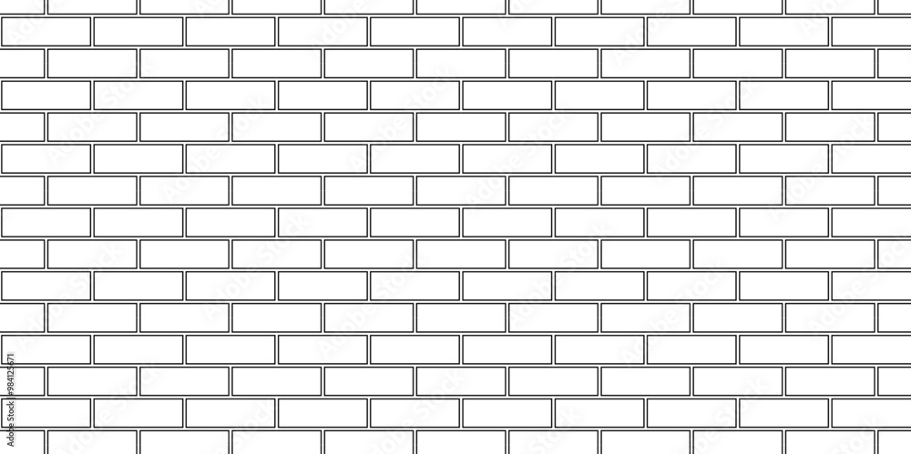 Fototapeta premium Subway Old brick seamless rectangle brick wall. stone concrete ceramic wall. vector vintage surface White kitchen backsplash texture background.