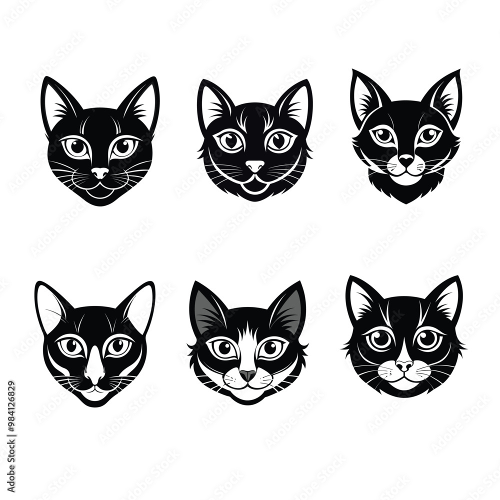 Cat head silhouette vector art , cat illustration . Cat head silhouette vector art , cat illustration .