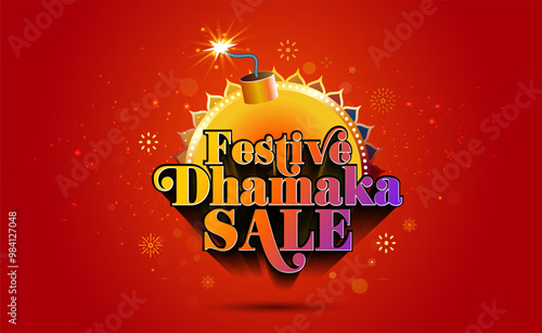 Vector illustration of Festive dhamaka sale for Indian Diwali, Navratri and dussehra.