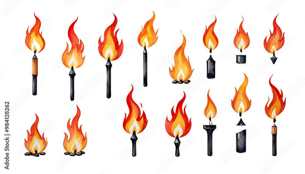 fire illustration drawn design bottom sketch watercolor flames page template line olated hand fire flames watercolor blaze line bottom hand template drawn vignetting emergency flaming dangerous burn