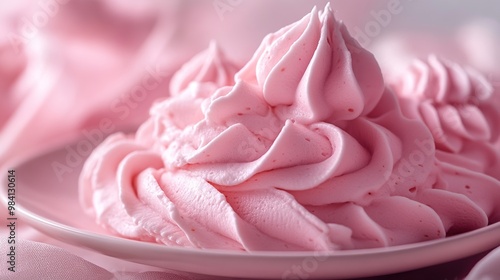 Wallpaper Mural A close-up of fluffy pink whipped cream on a plate, evoking sweetness and indulgence. Torontodigital.ca