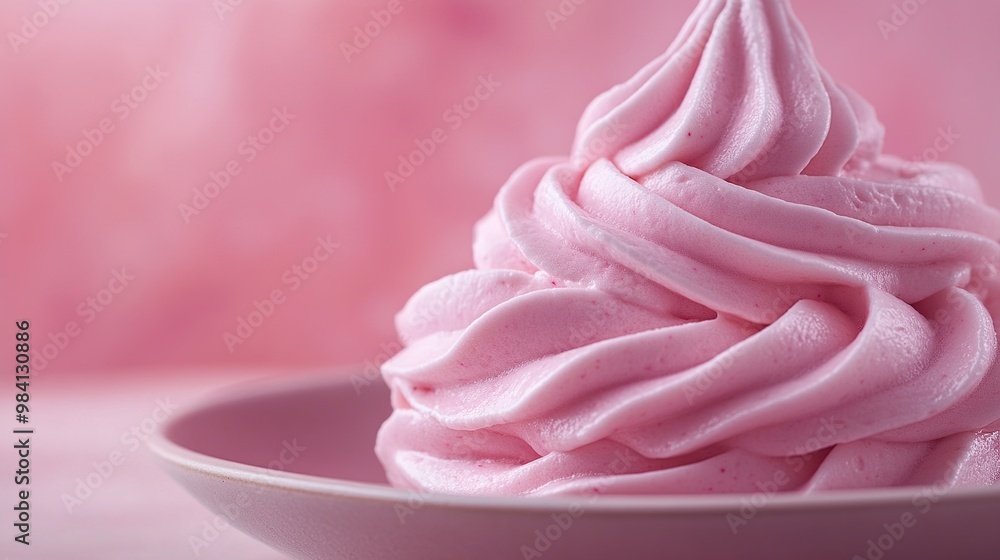 A close-up of pink whipped dessert in a bowl, evoking sweetness and indulgence. A close-up of pink whipped dessert in a bowl, evoking sweetness and indulgence.