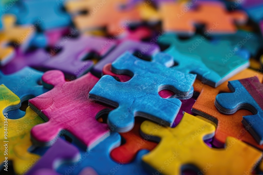 Colorful Puzzle Pieces. Neurodiversity Concept of Rational and Irrational Thinking Colorful Puzzle Pieces. Neurodiversity Concept of Rational and Irrational Thinking