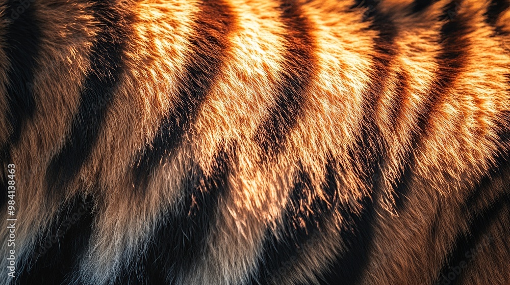 Close-up of a tiger's fur showcasing its striking pattern and texture. Close-up of a tiger's fur showcasing its striking pattern and texture.