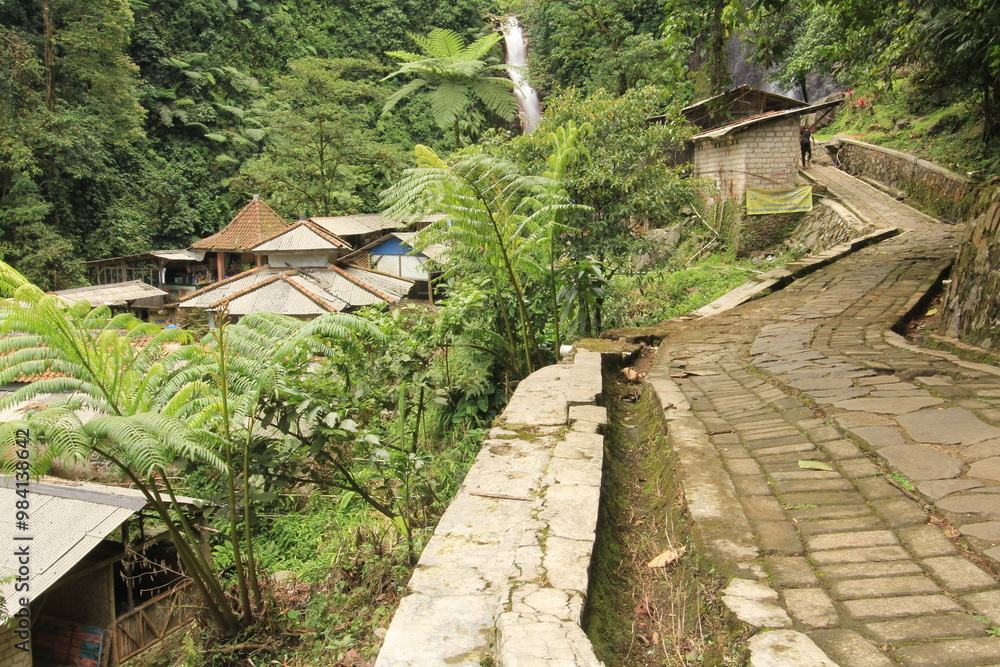 the cigame waterfall on the slopes of Mount Halimun Salak has its own characteristics, namely a cascading waterfall