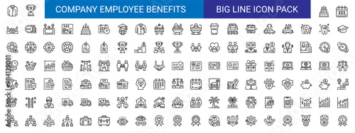 company benefits for employee line icon pack