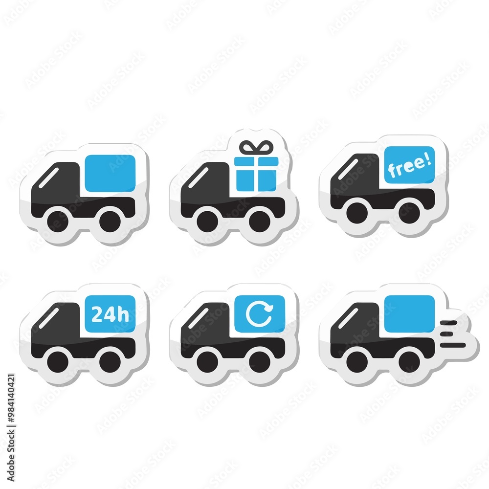 Fast shipping delivery truck flat vector icon for apps and websites on background Fast shipping delivery truck flat vector icon for apps and websites on background