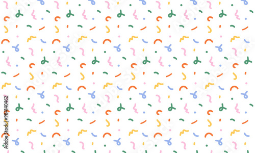 Simple Seamless Memphis Pattern, Confetti, Colorful Minimalistic Retro Background, Simple Flat Artwork, Vector