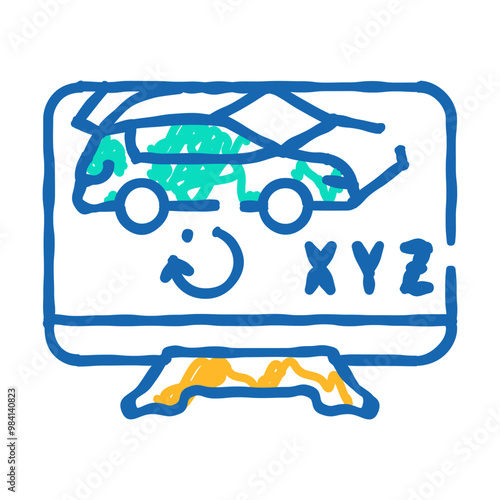 vr design in car building doodle icon sketch vector. vr design in car building sign. isolated symbol illustration