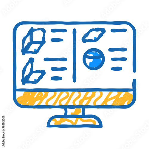 3d object library doodle icon sketch vector. 3d object library sign. isolated symbol illustration