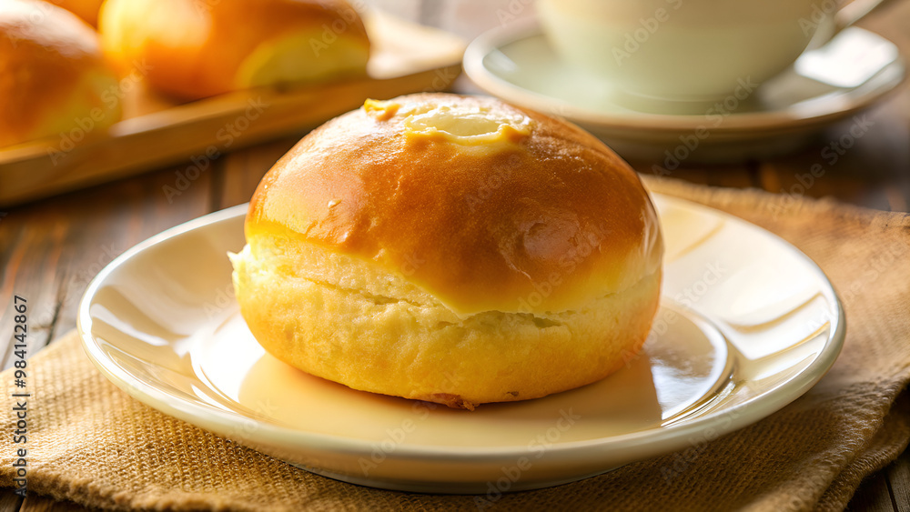 a close up of a dinner roll on a small plate a close up of a dinner roll on a small plate