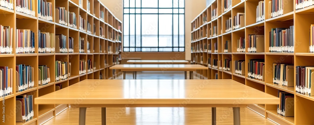 School Library with a mix of traditional and modern design elements School Library with a mix of traditional and modern design elements