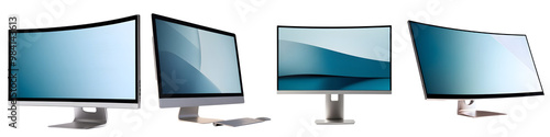 Computer display modern set isolated on white and transparent background photo