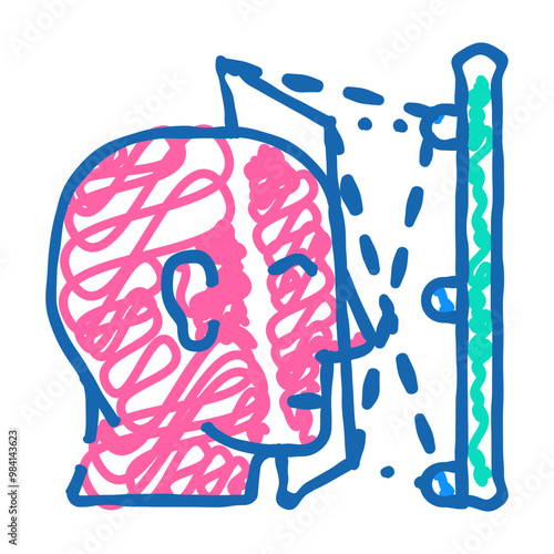 face scanning doodle icon sketch vector. face scanning sign. isolated symbol illustration