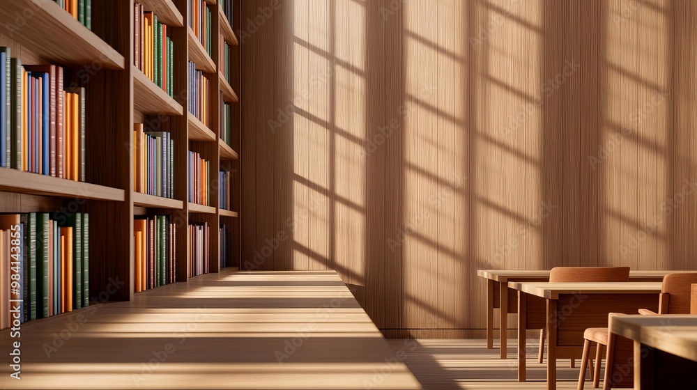 Fototapeta premium Quiet Study in a sunny corner of a modern library