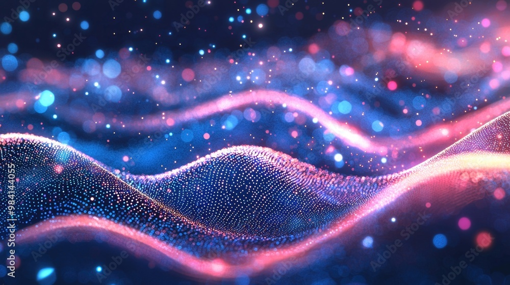 Captivating Abstract Wave of Glowing Dots and Lines Flowing Through Vibrant Space Captivating Abstract Wave of Glowing Dots and Lines Flowing Through Vibrant Space