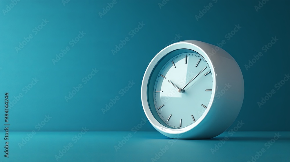 White Alarm Clock on a Blue Background