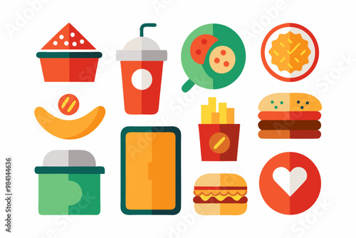 Abstract minimalist representation of ultra-processed foods and snacks for design and awareness concepts