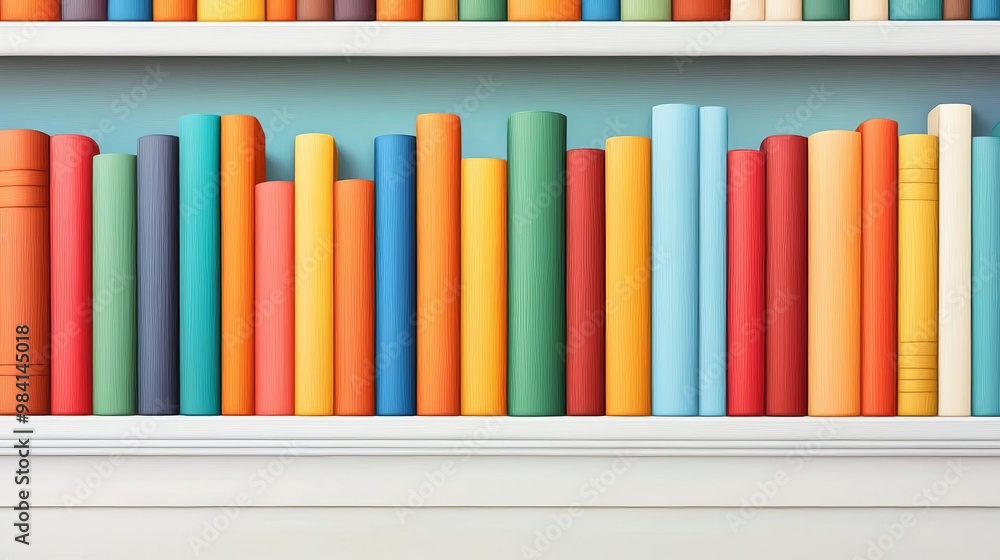 Obraz premium Bookshelves in a School Library filled with brightly colored books