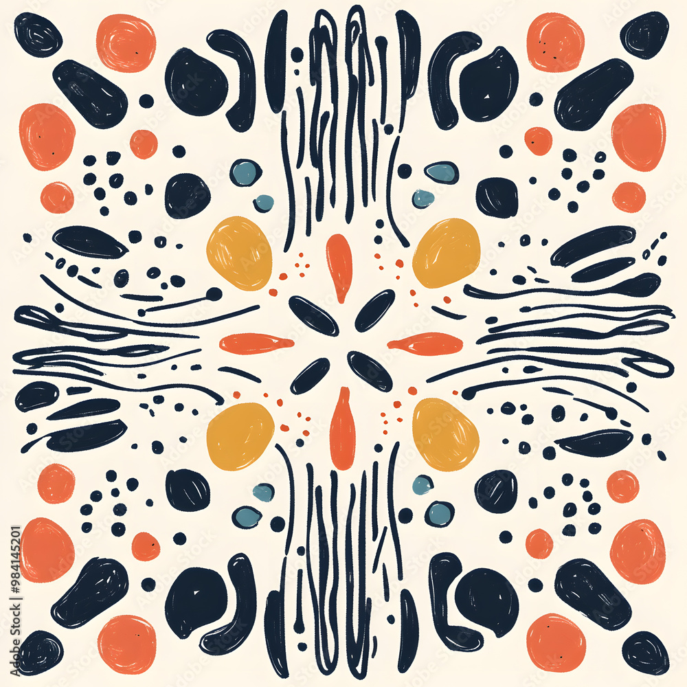 Fototapeta premium carpet or tile pattern 2D illustrator doodle wallpaper