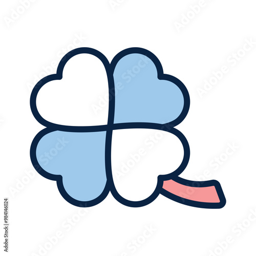 A four petals flower, sign of luck, clover icon, premium vector design of game character