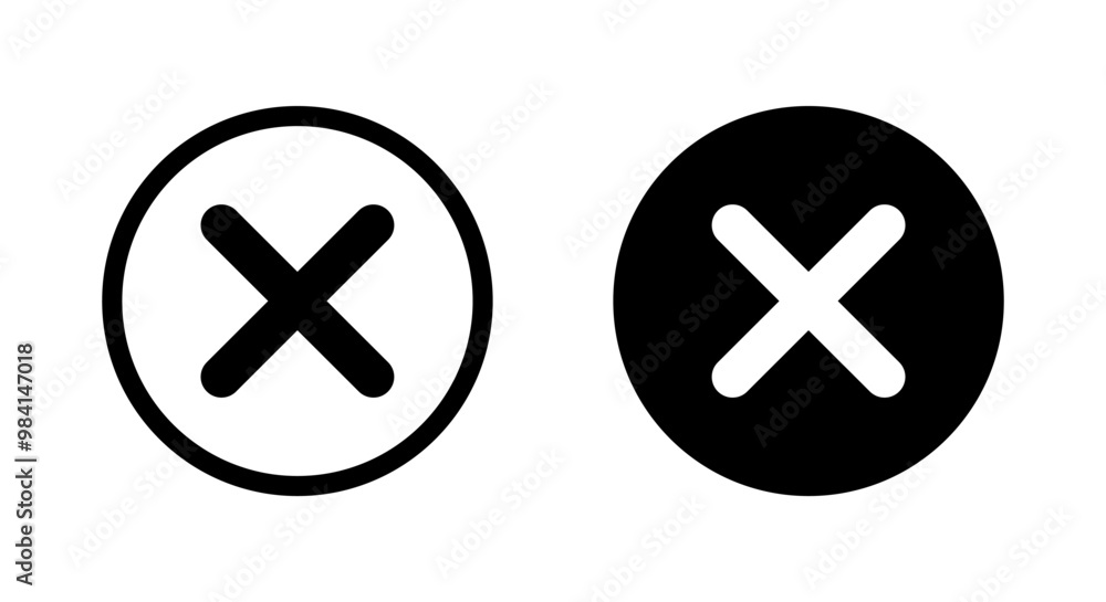 Obraz premium Cross mark icon on black circle. Wrong, delete sign symbol