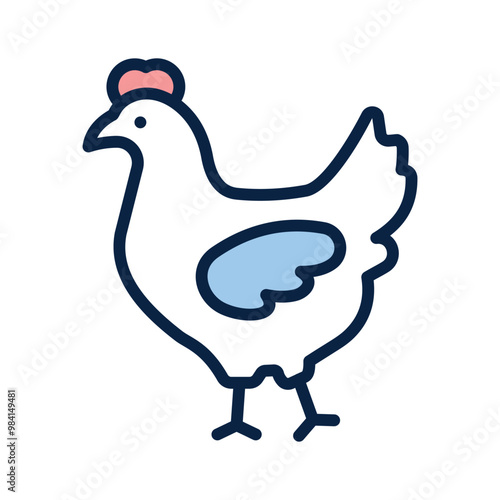 A hen, symbolizing farm animals in a garden setting
