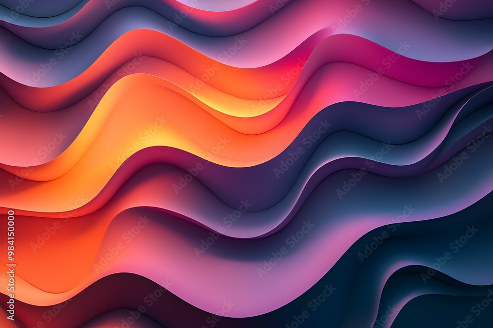 Vibrant wave patterns in a colorful gradient at dusk Vibrant wave patterns in a colorful gradient at dusk