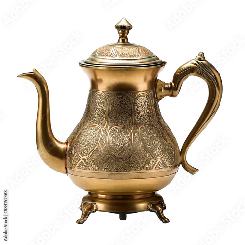 antique gold teapot transparent background