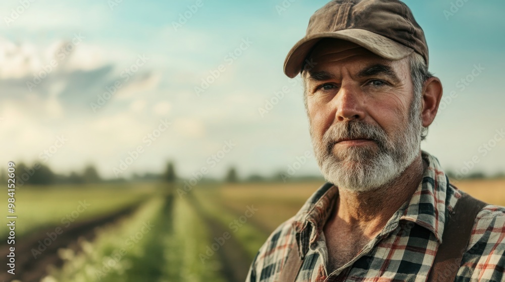 farmer or agricultural worker in a field or farm setting, wearing practical work clothes farmer or agricultural worker in a field or farm setting, wearing practical work clothes