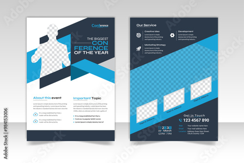 Corporate business conference a4 2 page flyer design. invitation business workshop with a4 layout