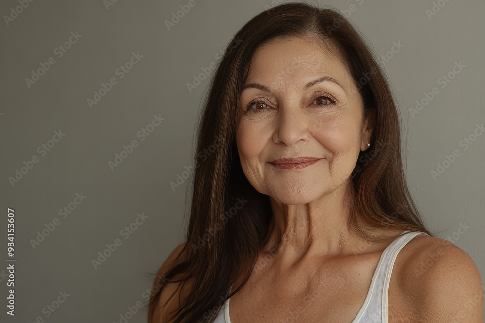 Professional Portrait of a Middle-Aged Hispanic Woman with a Warm Smile, Capturing Confidence and Elegance for Corporate and Business Profiles, Perfect for Leadership, Executive Roles Professional Portrait of a Middle-Aged Hispanic Woman with a Warm Smile, Capturing Confidence and Elegance for Corporate and Business Profiles, Perfect for Leadership, Executive Roles