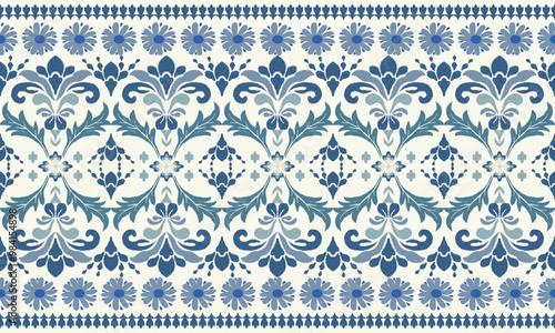 Motifs Ikat floral paisley embroidery floral.ikat ethnic oriental pattern traditional.Oreintal Flora Damask Seamless pattern embroidery. Design for carpet,cover.wallpaper,wrapping,clothing,ceramic pro