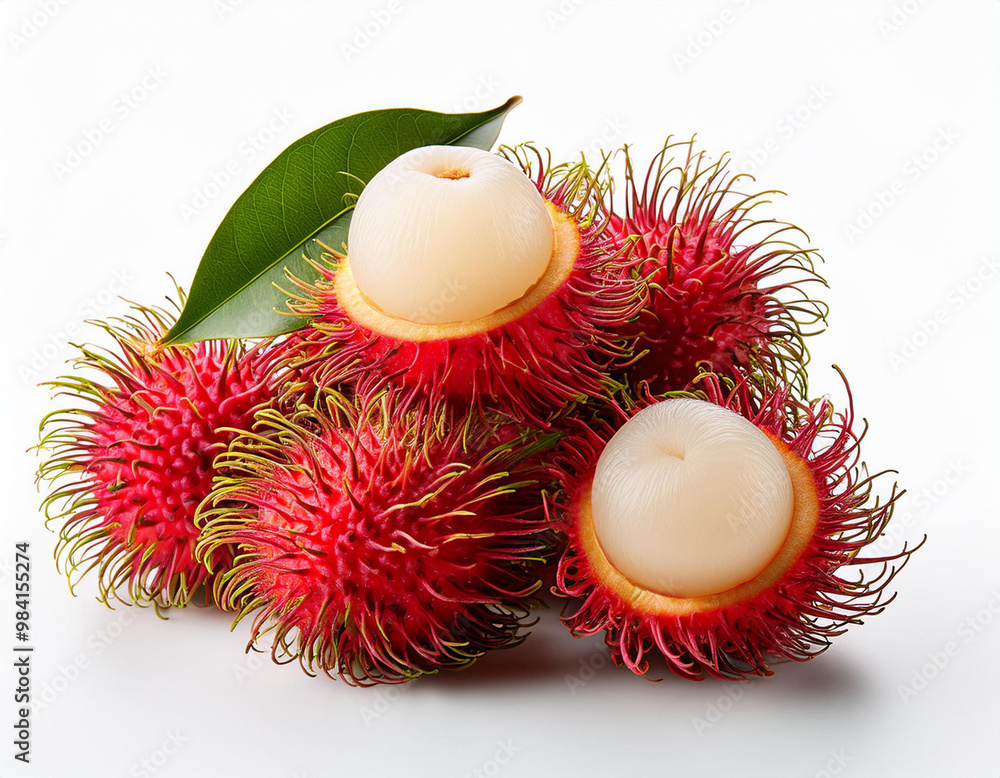 Rambutan isolated on white background. Nephelium lappaceum. Rambutan isolated on white background. Nephelium lappaceum.
