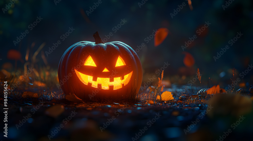 Cute Jack-o'-Lantern with a Friendly Expression Cute Jack-o'-Lantern with a Friendly Expression