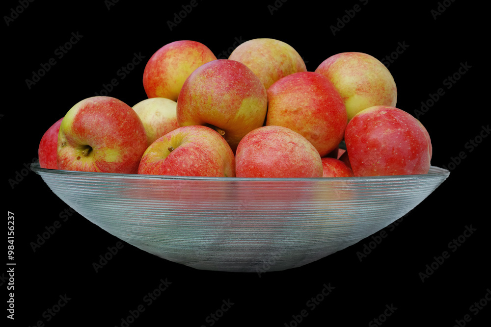 Apple, diet and bowl on black background for nutrition, eating and healthy food with sustainability. Fruit, container and harvest in studio for vitamin C, hydration and eco friendly agriculture Apple, diet and bowl on black background for nutrition, eating and healthy food with sustainability. Fruit, container and harvest in studio for vitamin C, hydration and eco friendly agriculture