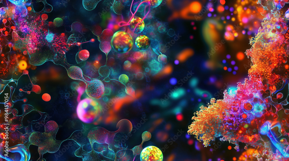 Fototapeta premium Abstract seamless background, repeating pattern, biology, biochemistry, science, cell, microbiology, enzyme