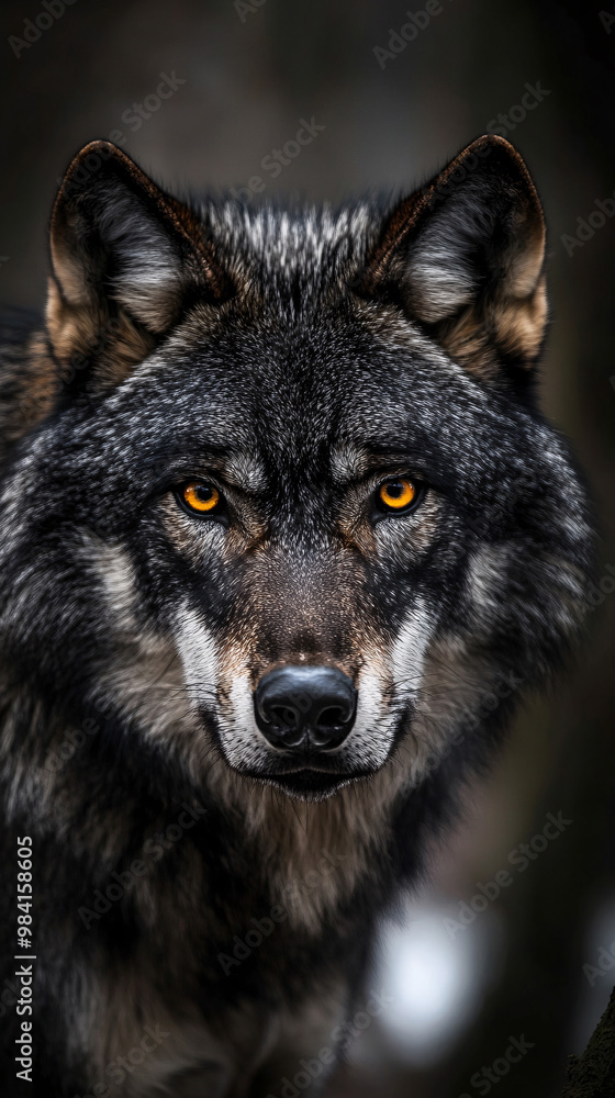 A wolf stands and stares at the cold forest.
A wolf stands and stares at the cold forest.