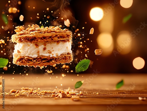 Amygdalota almond cookie ice cream sandwich from Greece photo