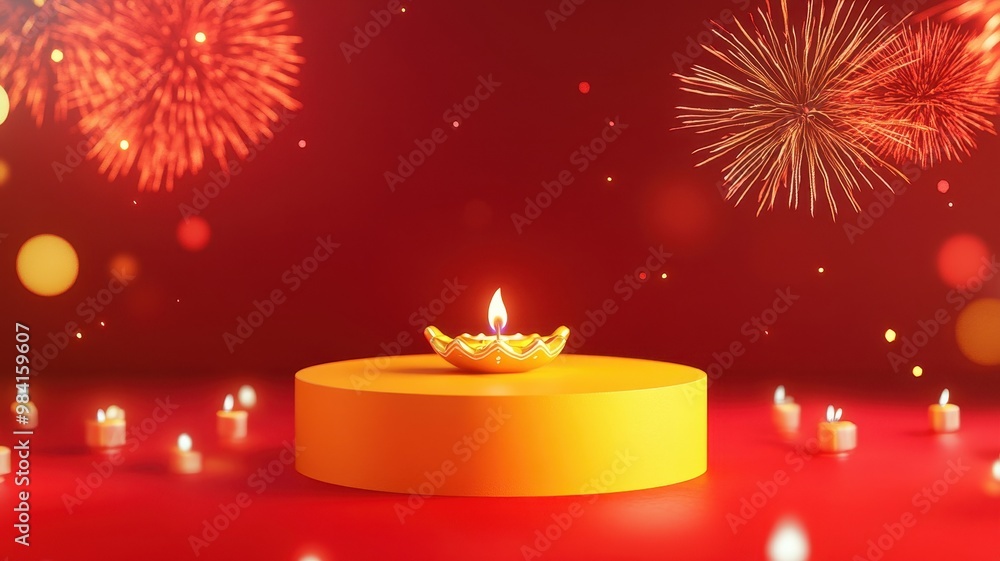 Banner design for diwali festival and podium,Diwali light decoration candle with fireworks,Stage,Product display Showcase design sparkle background,Deepavali,Dipavali,3D podium illustration. Banner design for diwali festival and podium,Diwali light decoration candle with fireworks,Stage,Product display Showcase design sparkle background,Deepavali,Dipavali,3D podium illustration.