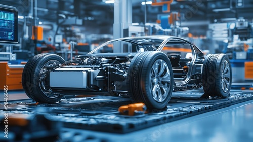 The automotive industry showcasing the latest in electric vehicle production and automation