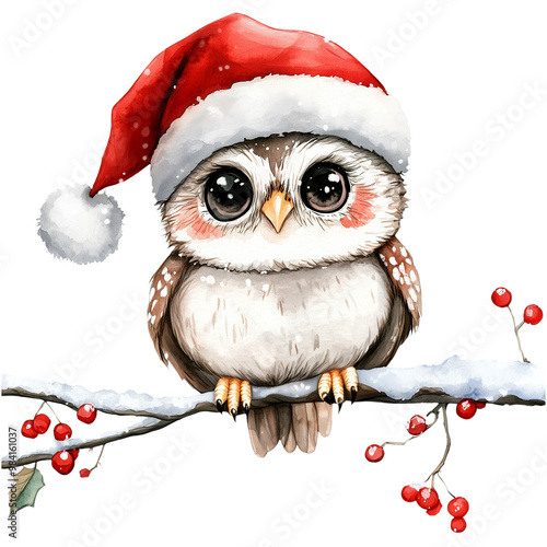 christmas owl on branch photo