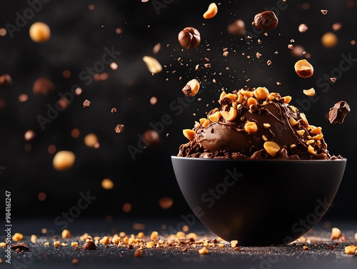 Gianduia gelato with chocolate and hazelnut from Turin Italy photo