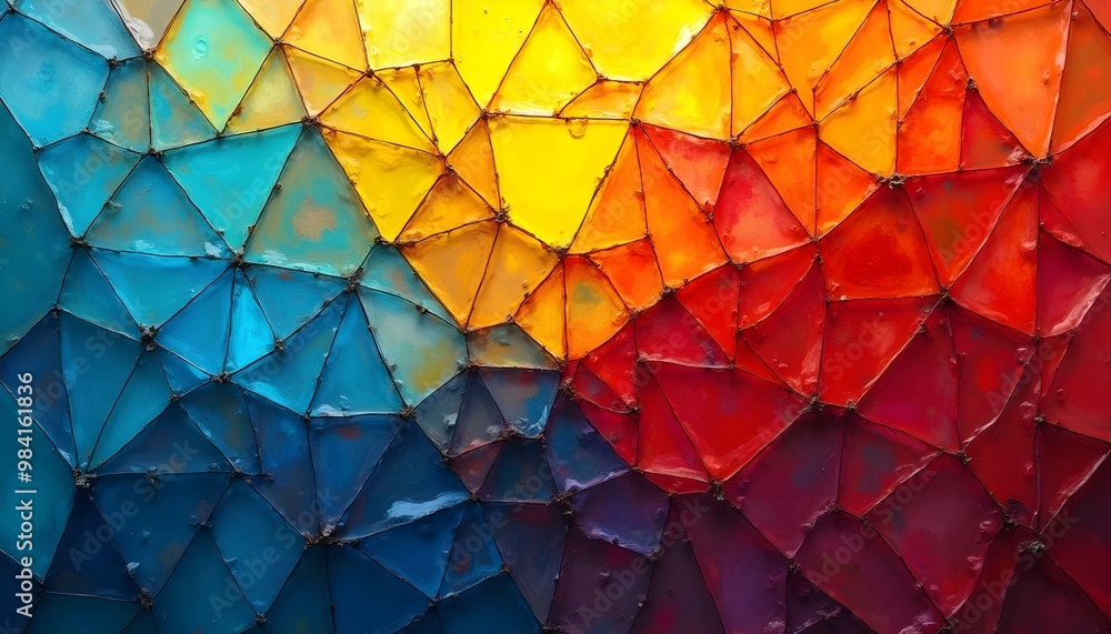 A mesmerizing arrangement of colorful geometric shapes showcases an artistic blend of hues A mesmerizing arrangement of colorful geometric shapes showcases an artistic blend of hues
