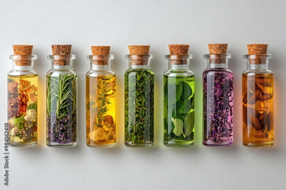 wellness concept with ayurvedic herbs and oils in glass bottles, promoting natural remedies for health wellness concept with ayurvedic herbs and oils in glass bottles, promoting natural remedies for health